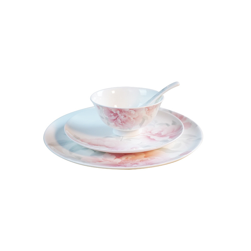 Conjunto de platos de porcelana de hueso, platos caseros, platos de cerámica de color medio esmaltados, platos de cerámica de color medio, nuevos platos chinos