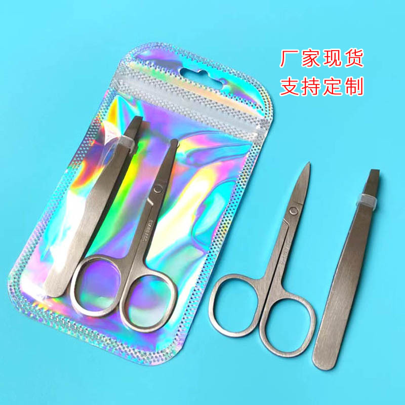 Manufacturer stainless steel beauty scissors set double eyelid stickers makeup tools eyebrow clip nose hair scissors eyebrow trimming scissors