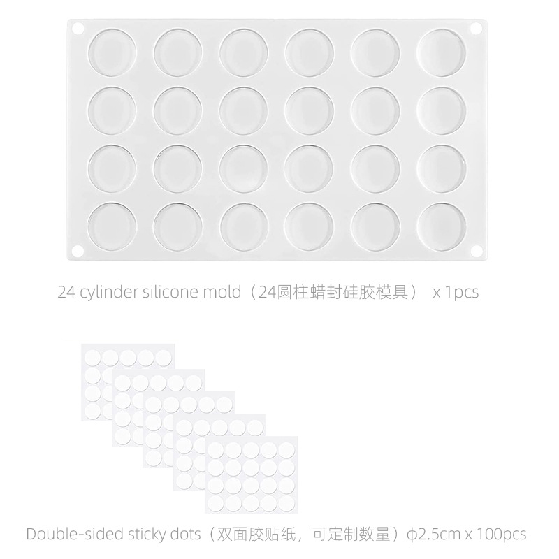 24-Piece Round Silicone Wax Seal Mold DIY Holiday Wine Gift Sealing 30 Cylindrical Wax Seal Stamp Set