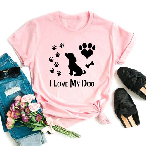 Fashionable Cute Cartoon Animal Paw Print T-shirt, Cartoon Style Women's Casual Short Sleeve Cute Base Shirt for Women