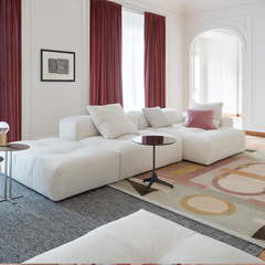 Nordic modern modular fabric sofa, Italian minimalist wabi-sabi style small apartment living room sofa, freely combinable furniture