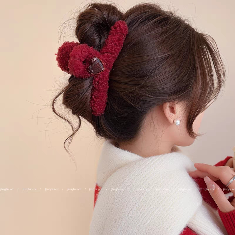 39#Burgundy love teddy plush about 13cm