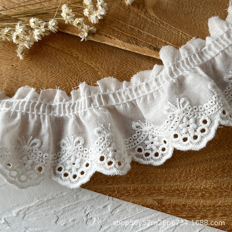 現物の多くの綿の刺繍のしわのレースの家庭用紡績の服装の補助材料の手作りのDIY布芸の白い杏色の卸売り