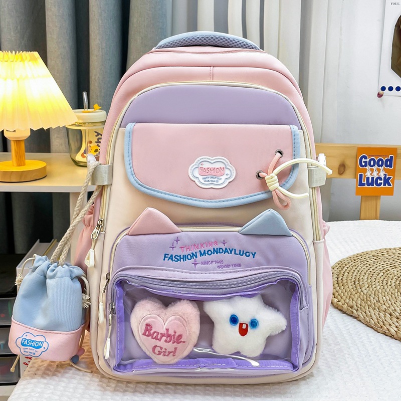 Bolsa de dolor transparente japonesa, mochila escolar ins, mochila de color de contraste para estudiantes de secundaria para niñas, mochila ligera y de gran capacidad para estudiantes