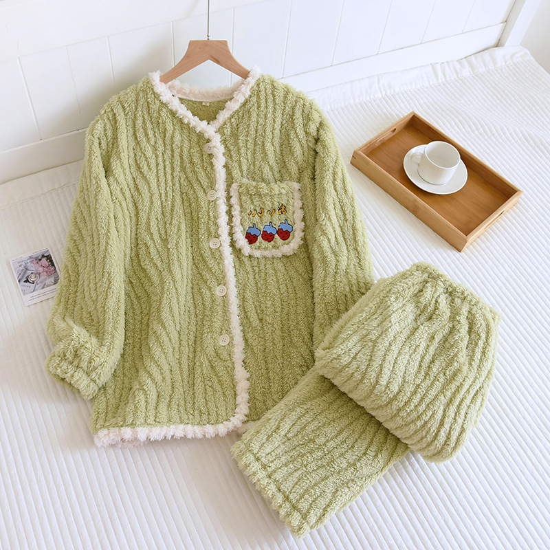 LYZグリーンウォーターウェーブストロベリーフランネルセット