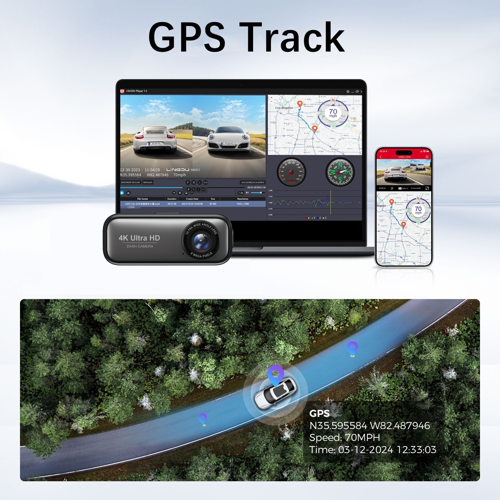 4K Ultra-High Definition Dual-Recording Dash Cam with Wifi, Mobile Phone Connectivity, Gps Tracking, and Parking Monitoring