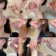 耳环女2023年新款爆款高级气质长款爆款流苏耳坠925银针耳钉耳饰