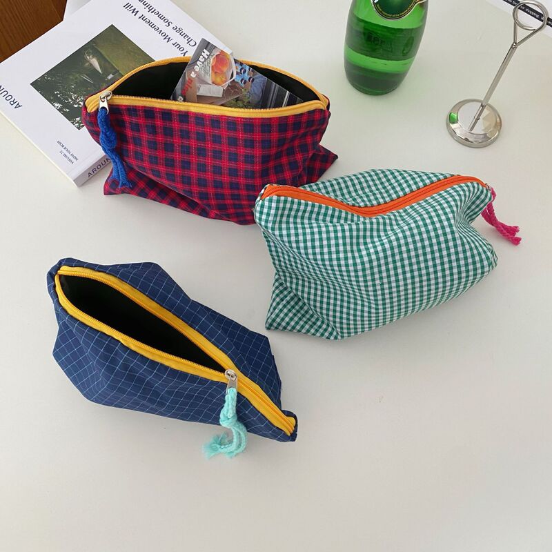 Large Capacity Contrast Color Prellis Bag Cosmetic Bag Women's Ins Style Portable Cosmetic Storage Bag for Skincare Washing and Storage