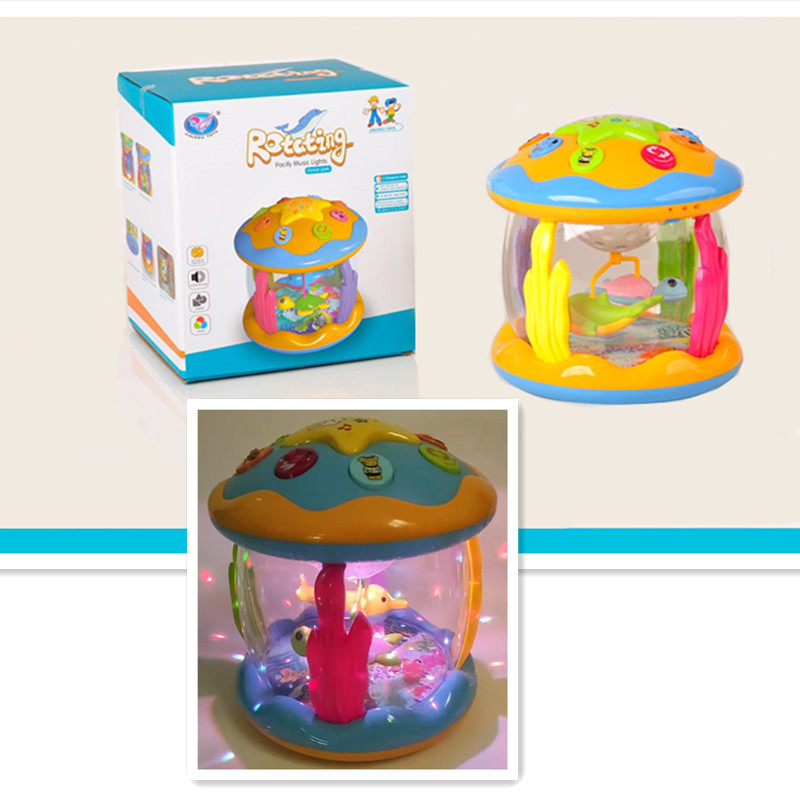 Transfronterizo Amazon popular de los niños de la mano tambor de la música ligera juguetes infantiles bebé océano rotación de la raqueta de tambor