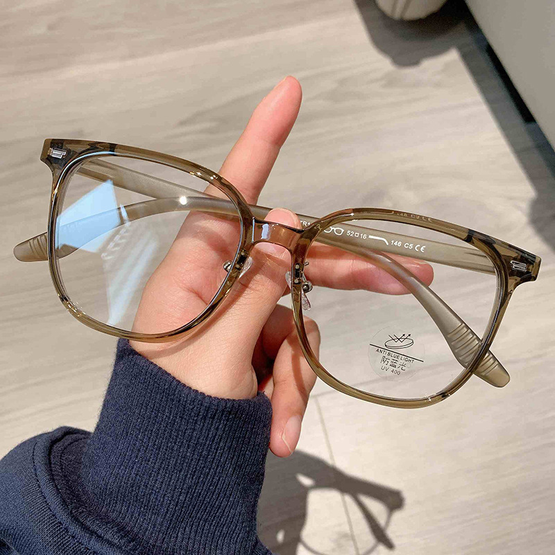 Wenyi Korean-style black large-frame glasses for myopia women can be equipped with power plain face thin optical glasses frame for men