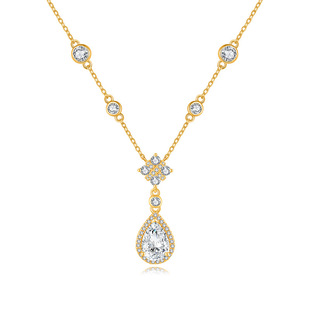 S925 Silver Fresh Style Moissanite Flower Stamen Necklace Versatile Korean Style Elegant Pure Silver Tassel Short Clavicle Chain