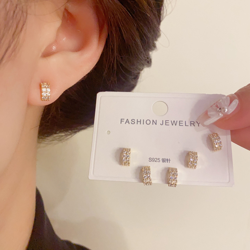 Copper Material 1 Set Simple Style Geometric Square Copper Women's Earrings Ear Studs