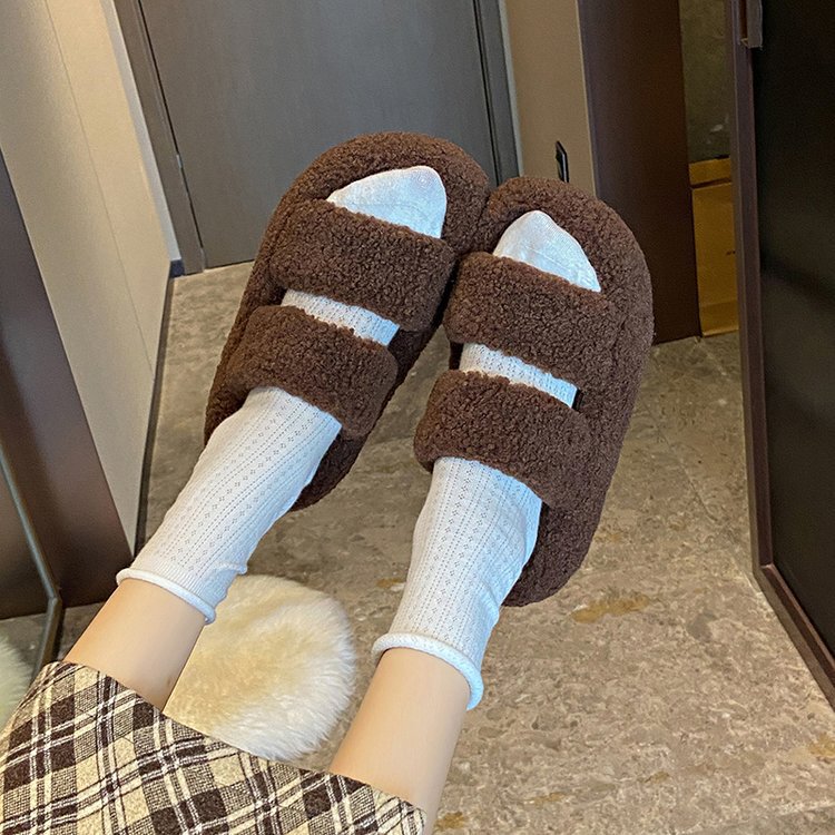 可爱卡通凯蒂猫厚底保暖毛毛鞋女2025秋冬新款外穿百搭舒适棉拖鞋|undefined