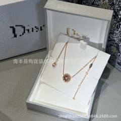 迪家八芒星项链天然白贝母C.D罗盘锁骨链V金CNC精工时尚百搭跨境