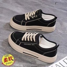 春秋款帆布鞋休闲板鞋学生鞋2025韩版耐磨透气百搭帆布鞋一件代发