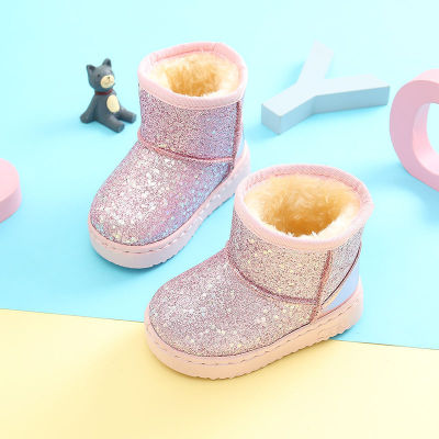 Children&#39;s boots children Snow boots baby Cotton-padded shoes non-slip Plush children girl Warm shoes Boy shoes On behalf of