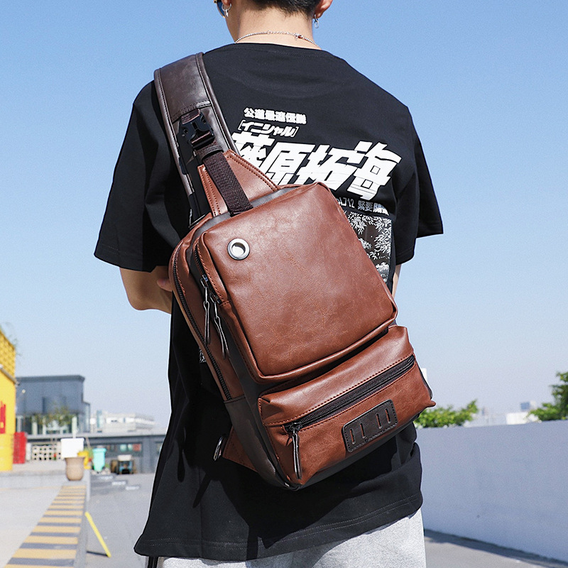 2025新款韩版潮流男包 休闲单肩斜挎包户外运动胸包大容量胸包潮