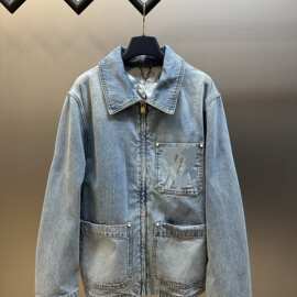 毒家现货正确版V家新款拉链工装牛仔夹克时尚百搭宽松版型男女款