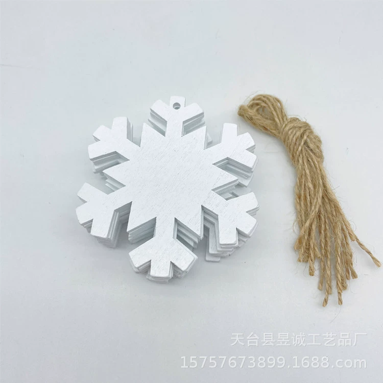 Рождественские украшения Снежинка Щепа Деревянные поделки Рождество DIY Декоративный кулон ручной работы