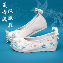 【落旭】春夏汉服鞋搭配古装翘头履内增高珍珠绣鞋古风仙女绣花鞋