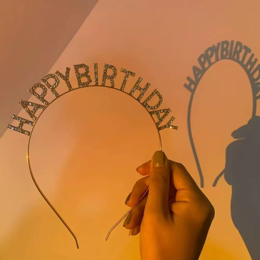 跨境生日快乐水钻高级感派对聚会拍照气氛装扮头箍发箍饰品女批发