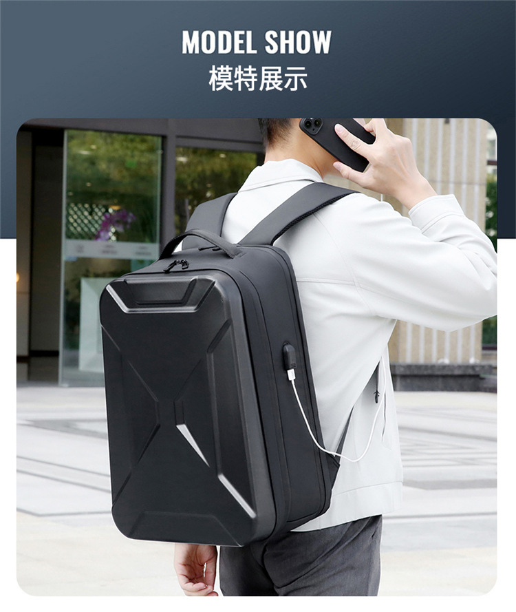 A new cross-border hard-shell business backpack with large capacity and multiple functions, a 17-inch computer bag for commuting and business trips, and a high-end feel on both shoulders Item Picture