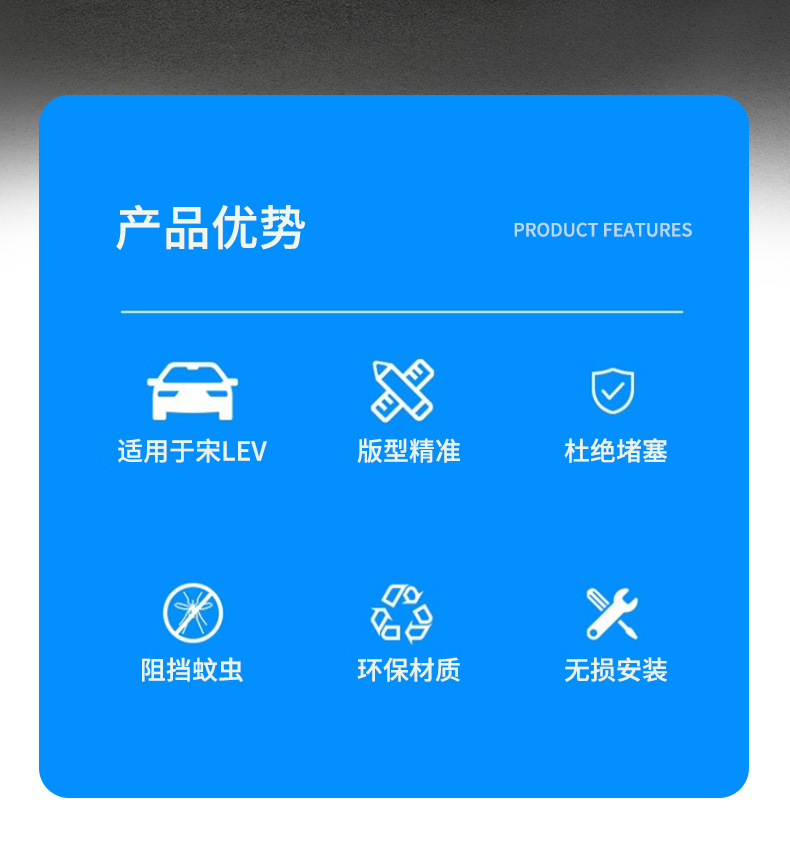 Suitable for Byd 24-25 Song Lev Insect-Proof Net, Middle Net, Water Tank Protective Net, Buckle Installation, No Need to Disassemble and Modification