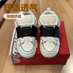 高定版の新型の華倫の大きい舌のv型の厚い底の通気性のカップルの白い靴のパンの靴は軽やかです。