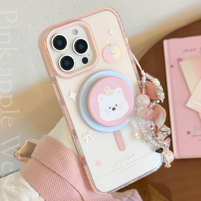 Magnetic Stand Suitable for Apple 16 Pro Max Phone Case, Cute West Highland iPhone 17 Anti-Drop 14 Lanyard 13