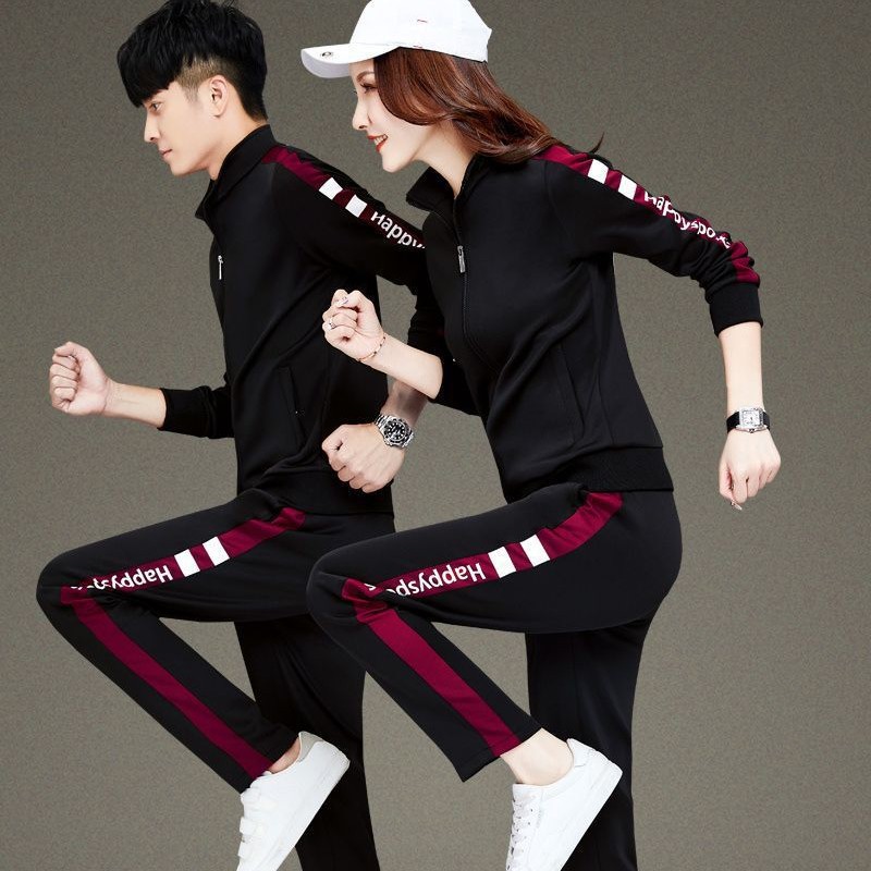 Sports suit Men's Spring and Autumn New Men's and Women's Sportswear Couple Clothes Running Clothes Casual Loose Two-piece School Uniform Set