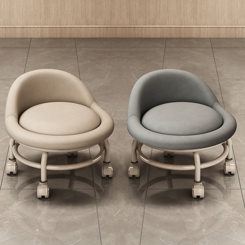 Wholesale small stool, sofa stool, low stool, soft seat lazy stool, round stool, swivel wheel mobile backrest roller