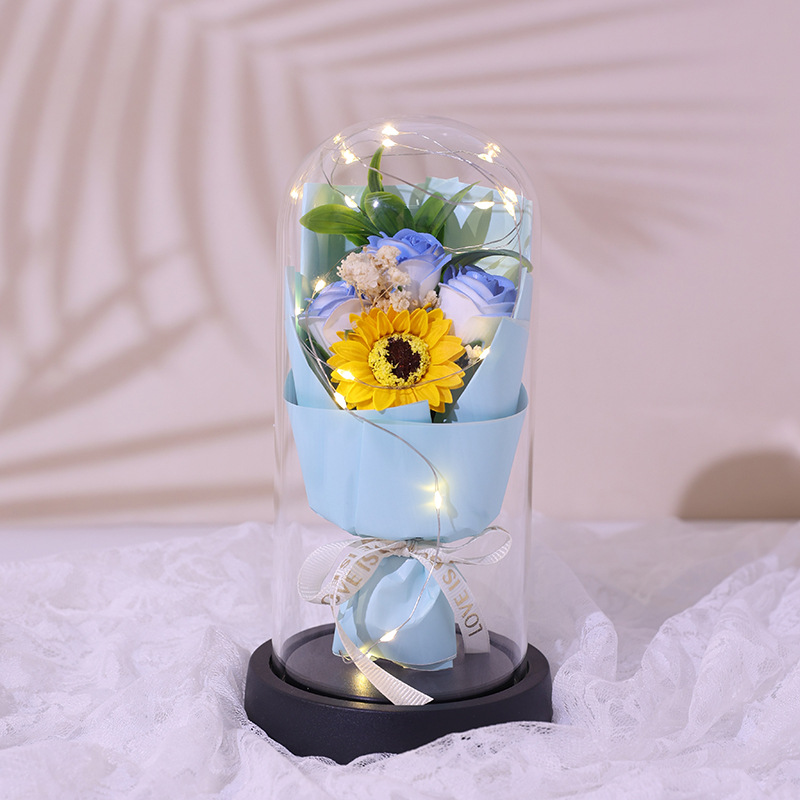 520 regalo de San Valentín copa de vidrio eterno flores secas rosas jabón flores para amigos y esposas adornos exquisitos