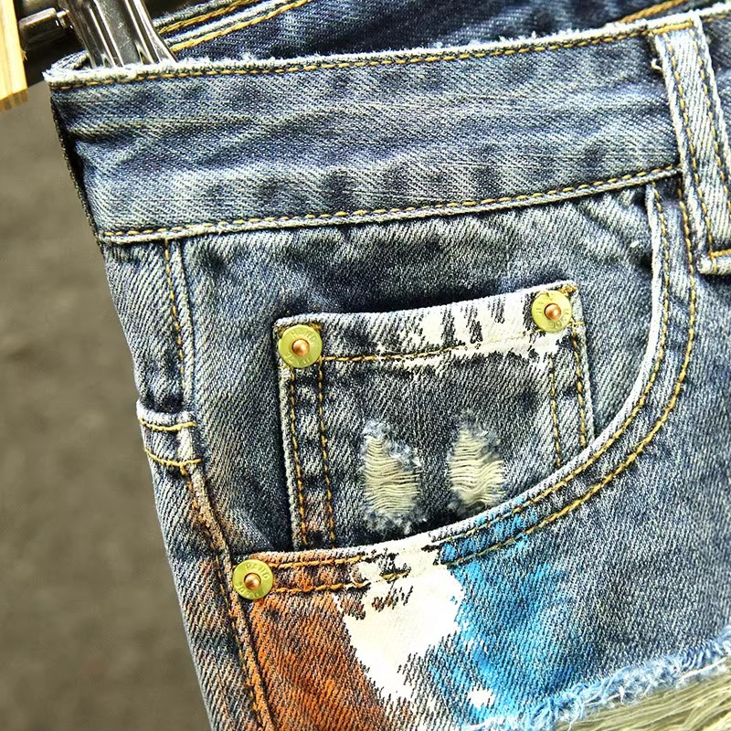 Men’s Retro Washed Wide Leg Ripped Denim Jeans For Casual Wear_voghion.com