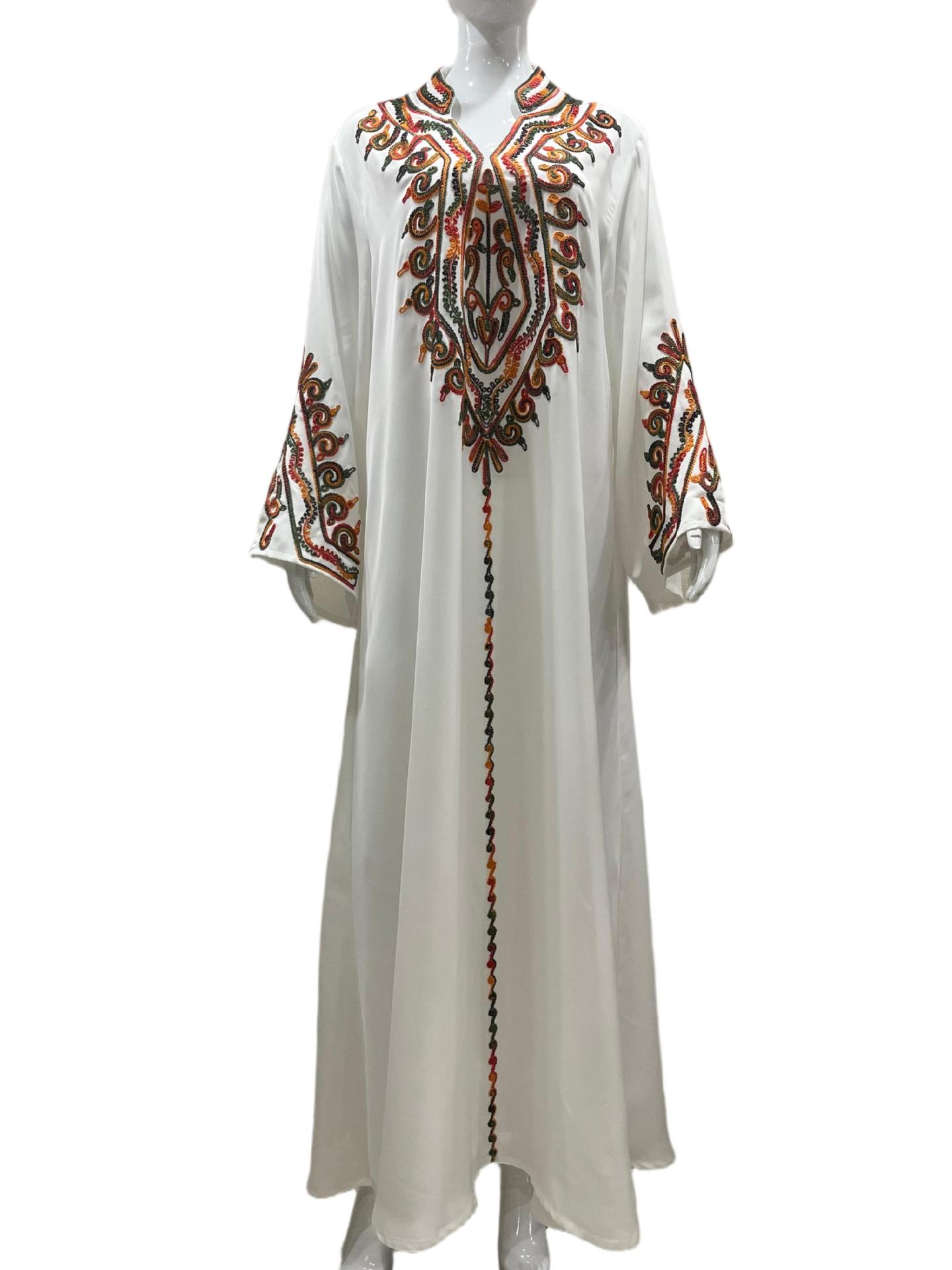 New In Stock Muslim Embroidered Robe, Middle Eastern Clothing, Abaya, Loose-fitting Women's Long Dress From Dubai,_ecoleips.com