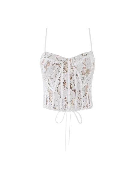 House Same Style Export Wholesale European and American Style Retro Sexy Hottie Lace-Up Corset Lace Bralette Top