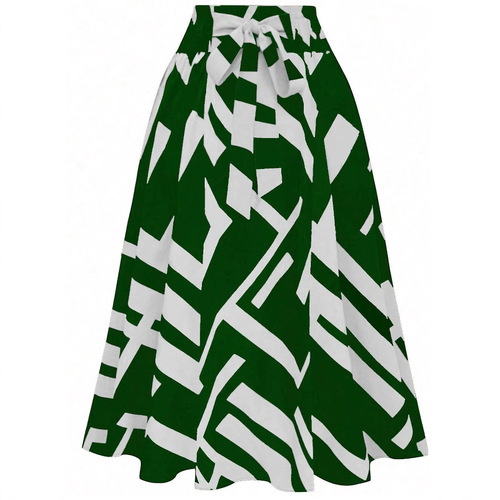  Spring and Autumn New European and American printing belt fashionable casual commuter skirt for women