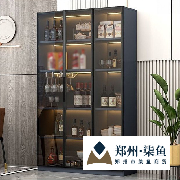 Wine Cabinet Wall Storage Cabinet Light Luxury High-End Glass Cabinet Sideboard Home Integrated Side Cabinet Display Cabinet