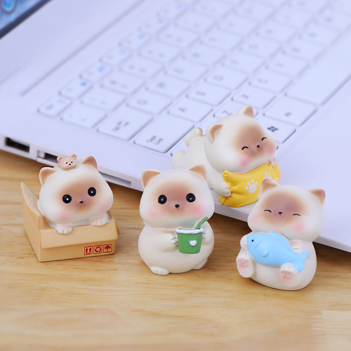 Cute mini cat ornaments office desktop decorations internet celebrity car interior center console decorations