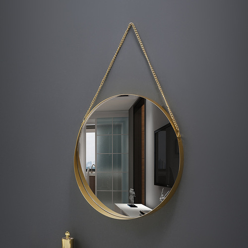 Nordic style iron round wall-mounted mirror bathroom bathroom dormitory mirror wall-mounted washbasin wall-mounted makeup mirror