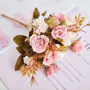 Maria rose simulated flower rose rose flower home fake flower foreign trade silk flower hairpin flower artificial flower material