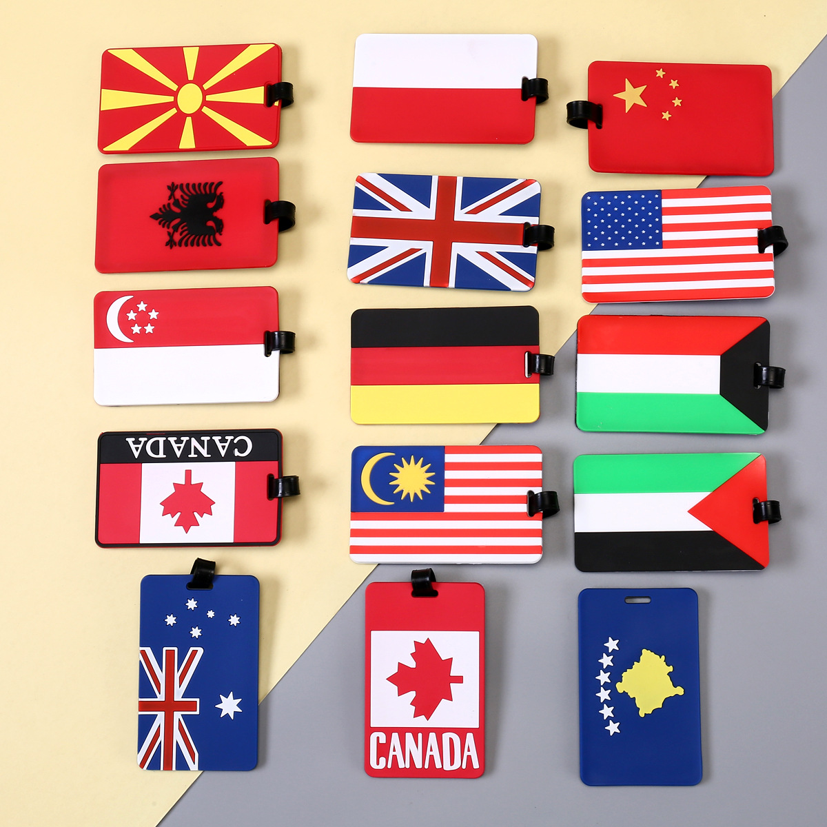 Travel PVC flag luggage tag, 3D flag boarding pass, anti-loss identification tag, work badge, bus card holder