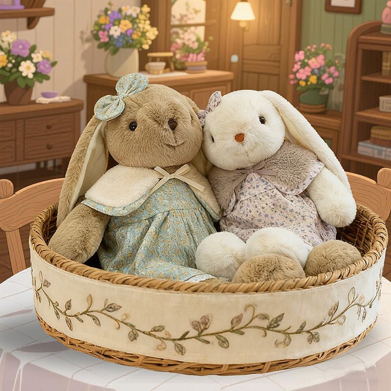 GB thỏ tai dài mặc váy hoa choàng nơ 40cm 206,4k/c (lố 2)