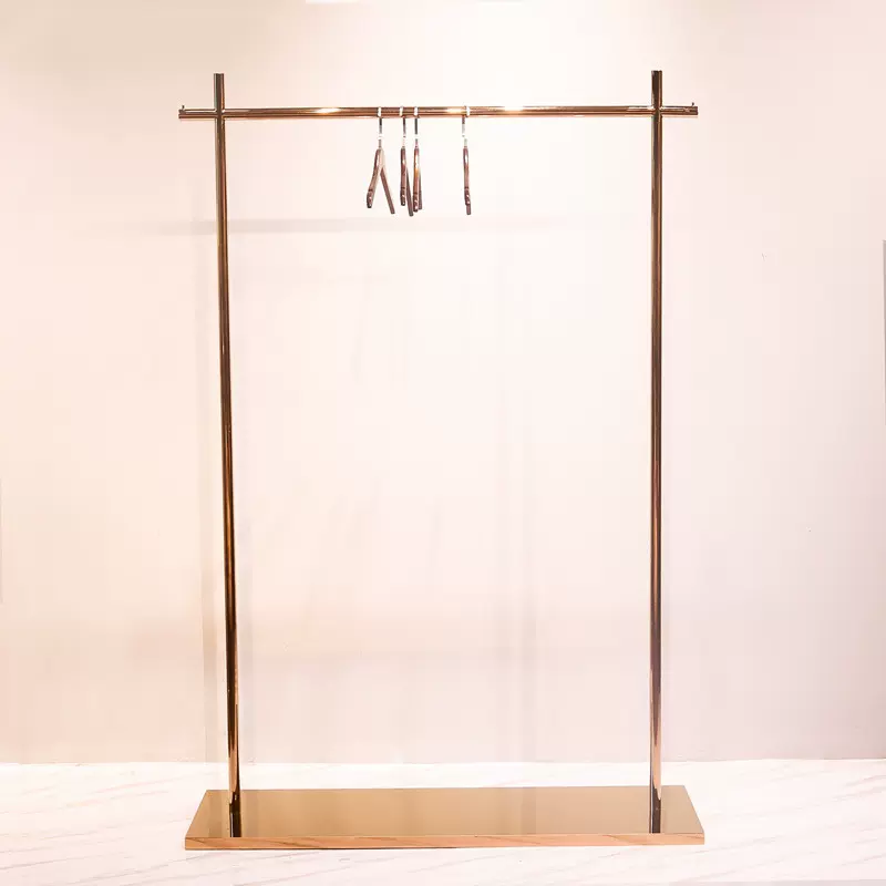 服装展示架定制落地中岛衣架网红不锈钢亮光玫瑰金陈列展示架订做
