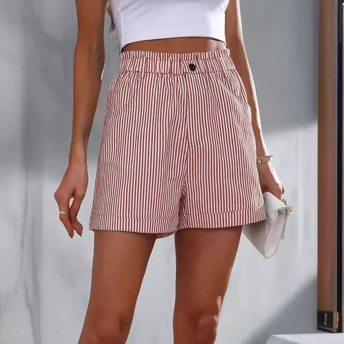 eaby Women's Striped Pocket Shorts - Summer New Arrival from Europe and America