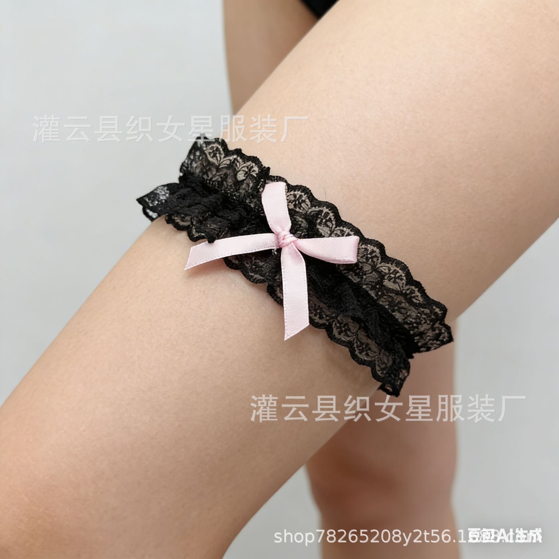 Japanese-Style Lace Bow Thigh Ring for Bridal Wedding Accessories — detail image 4