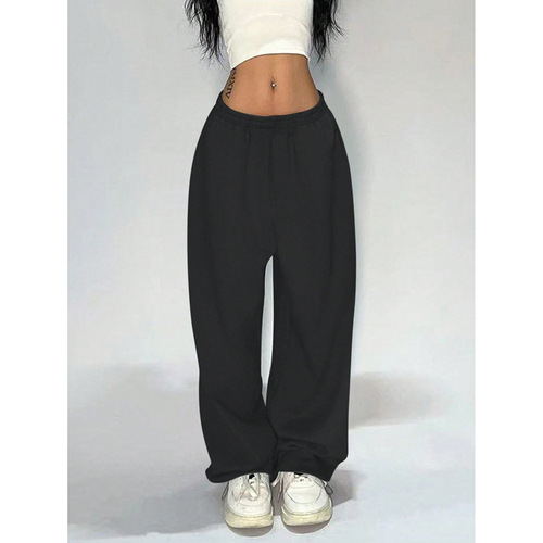 Women's Summer New Trendy Casual Loose Pure Color Wide Leg Straight Leg Pants in Europe and America Hip Hop