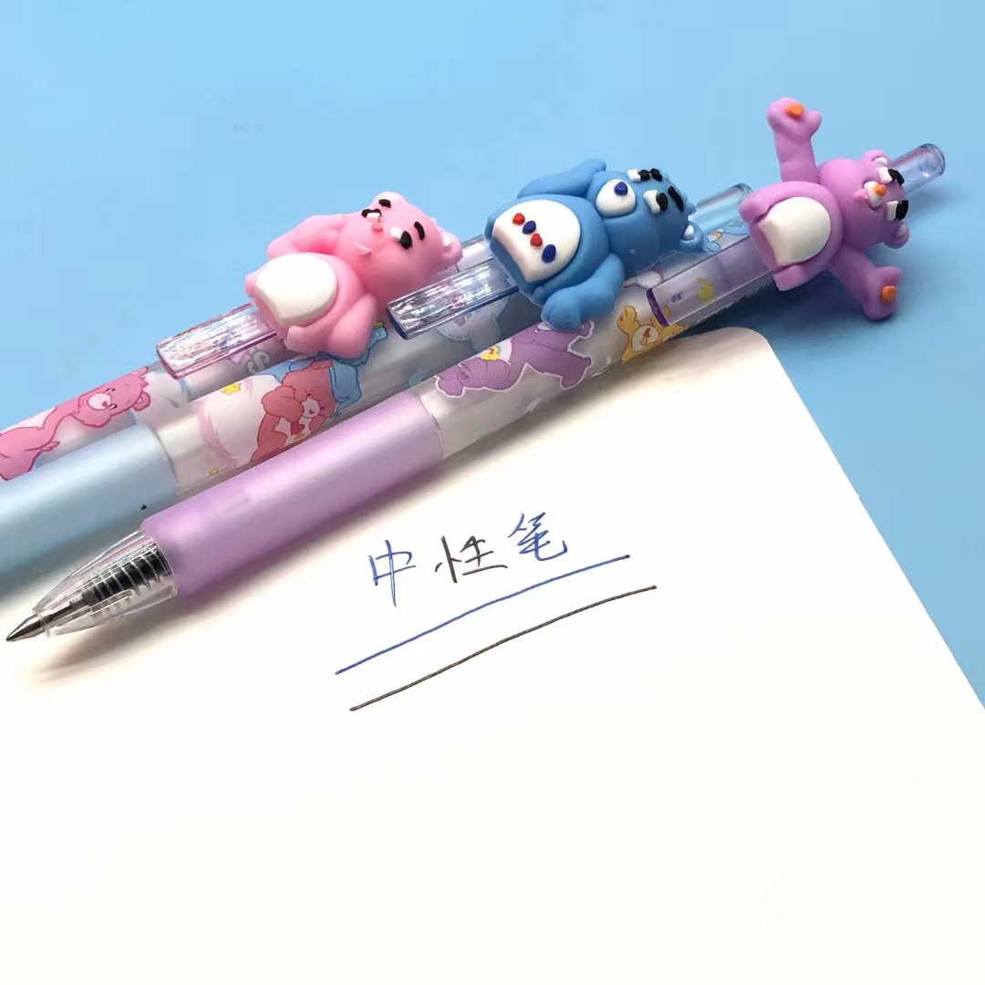 Amor oso cuidado osos lindos dibujos animados pulsar bolígrafos neutros de alto valor de firma bolígrafo azul fuera