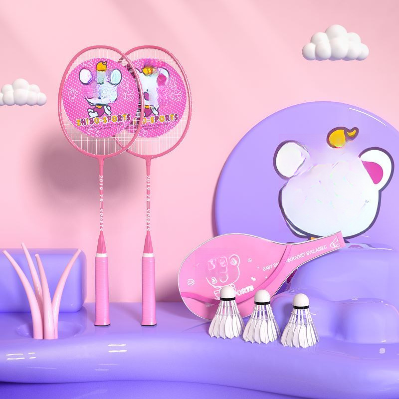 어린이 공주 핑크 - 초보자용 나일론 볼 3개 + 라켓 가방