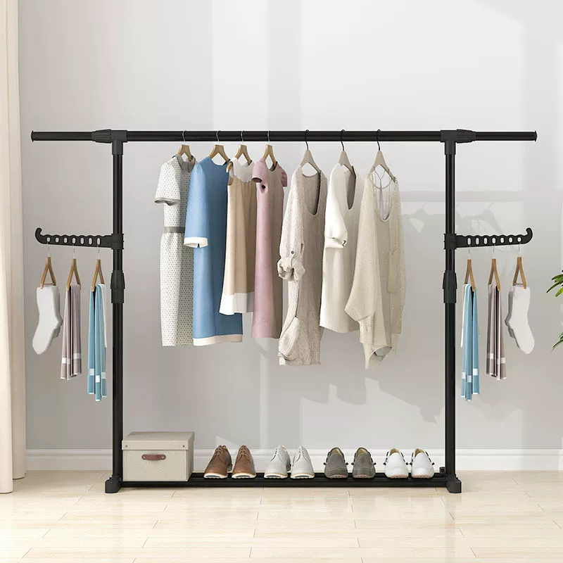 Single‑Pole Adjustable Clothing Rack, Foldable with Shelves, 68–150 cm Options