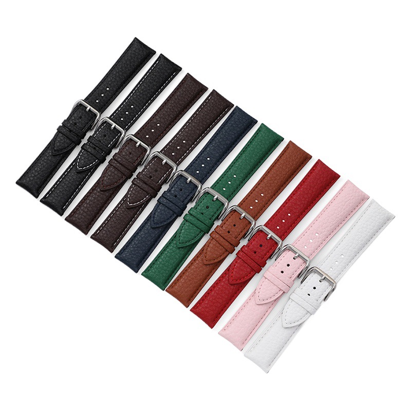Spot wholesale litchi pattern wrestling pin buckle leather strap soft waterproof leather strap color 12~24mm